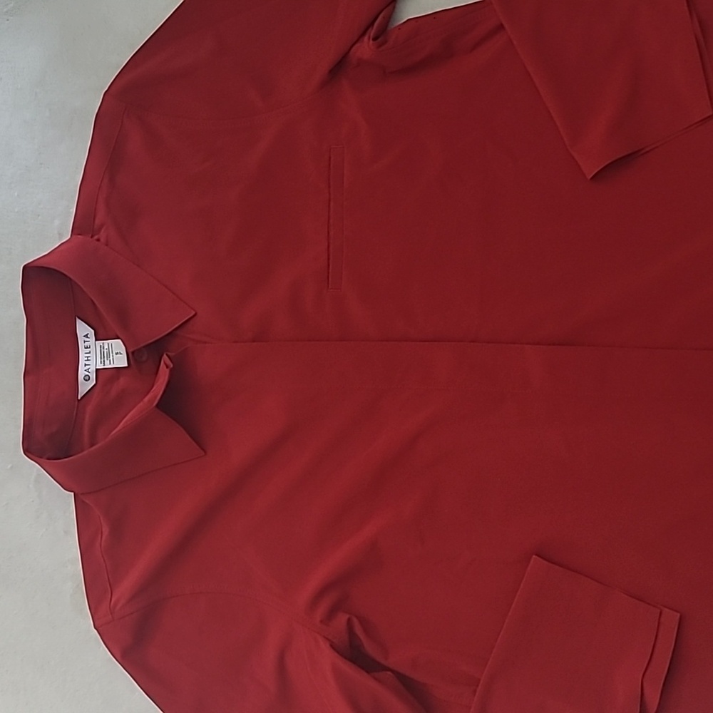 Athleta Red Button Down Blouse Small Stretch Trav… - image 2